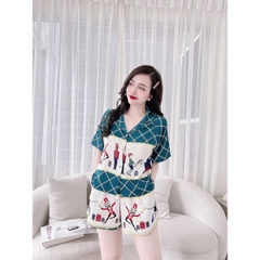 SP_29 Đồ bộ pijama BOLOBALA đùi croptop lụa xước mẫu mới, hàng đẹp cao cấp