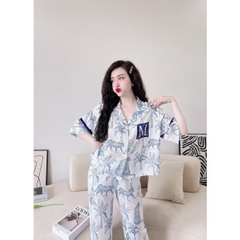 SP_20 Đồ bộ pijama BOLOBALA áo tay ngắn quần dài, chất lụa latin xịn đét, hoạ tiết cực sang, form dưới 65kg vừa