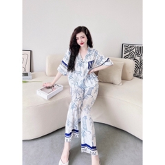 SP_20 Đồ bộ pijama BOLOBALA áo tay ngắn quần dài, chất lụa latin xịn đét, hoạ tiết cực sang, form dưới 65kg vừa