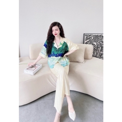 SP_20 Đồ bộ pijama BOLOBALA áo tay ngắn quần dài, chất lụa latin xịn đét, hoạ tiết cực sang, form dưới 65kg vừa