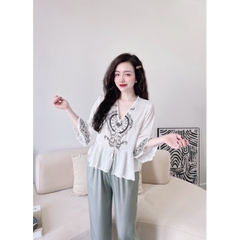 SP_15 Đồ bộ BOLOBALA quần dài áo tay lỡ phối bèo lụa latin phối màu cực sang