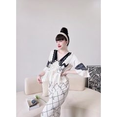 SP_18 Đồ bộ pijama BOLOBALA quần dài áo tay lỡ bèo 3 nơ xinh xắn lụa latin màu sắc hot trend, nhẹ nhàng