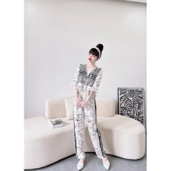 SP_18 Đồ bộ pijama BOLOBALA quần dài áo tay lỡ bèo 3 nơ xinh xắn lụa latin màu sắc hot trend, nhẹ nhàng