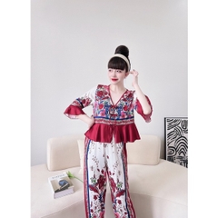 SP_18 Đồ bộ pijama BOLOBALA quần dài áo tay lỡ bèo 3 nơ xinh xắn lụa latin màu sắc hot trend, nhẹ nhàng