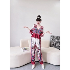 SP_18 Đồ bộ pijama BOLOBALA quần dài áo tay lỡ bèo 3 nơ xinh xắn lụa latin màu sắc hot trend, nhẹ nhàng