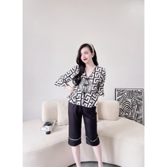 SP_10 Đồ bộ pijama BOLOBALA tay áo loe quần lửng, chất lụa latin xinh xắn, dễ thương