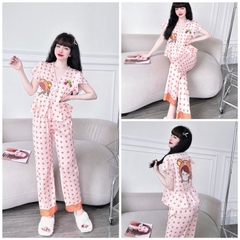 SP_102 Đồ bộ pijama BOLOBALA mặc nhà thiết kế tay áo cánh tiên 3 nơ lụa latin quần dài đa dạng mẫu mã