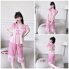 SP_109 Đồ bộ pijama BOLOBALA mặc nhà quần lửng áo tay cánh tiên đính ngọc chất lụa latin đẹp lung linh