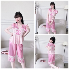 SP_109 Đồ bộ pijama BOLOBALA mặc nhà quần lửng áo tay cánh tiên đính ngọc chất lụa latin đẹp lung linh