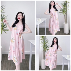 SP_110 Đầm BOLOBALA mặc nhà sát nách chất liệu vải TOLE (LANH) dáng rộng siêu thoải mái và mát mẻ