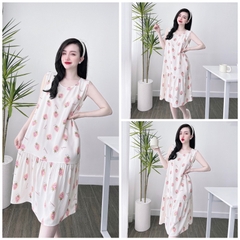 SP_110 Đầm BOLOBALA mặc nhà sát nách chất liệu vải TOLE (LANH) dáng rộng siêu thoải mái và mát mẻ