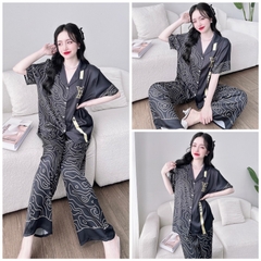 SP_122 [Size XL] Đồ bộ pijama BOLOBALA mặc nhà quần dài áo tay ngắn chất lụa latin hoạ tiết cực sang chảnh