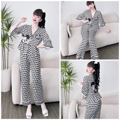 SP_18 Đồ bộ pijama BOLOBALA mặc nhà quần dài áo tay lỡ đính 3 nơ chất lụa latin nhiều màu đa dạng