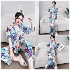 SP_137 Đồ bộ pijama BOLOBALA mặc nhà quần dài áo tay ngắn chất lụa latin xịn, hàng cao cấp hoạ tiết lập thể