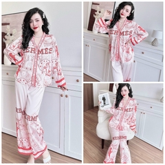 SP_153 Đồ bộ pijama BOLOBALA mặc nhà quần dài áo tay dài chất lụa latin cổ Y mẫu mới cực sang