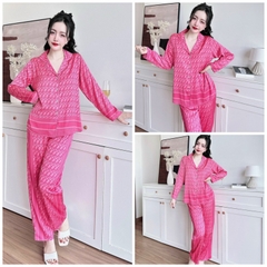 SP_157 Đồ bộ pijama BOLOBALA mặc nhà quần dài áo tay dài hoạ tiết Di_or chất lụa latin phối màu rất sang