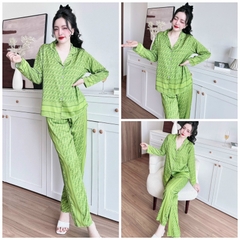 SP_157 Đồ bộ pijama BOLOBALA mặc nhà quần dài áo tay dài hoạ tiết Di_or chất lụa latin phối màu rất sang