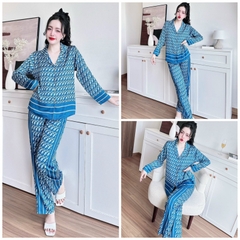SP_157 Đồ bộ pijama BOLOBALA mặc nhà quần dài áo tay dài hoạ tiết Di_or chất lụa latin phối màu rất sang