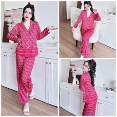 SP_157 Đồ bộ pijama BOLOBALA mặc nhà quần dài áo tay dài hoạ tiết Di_or chất lụa latin phối màu rất sang