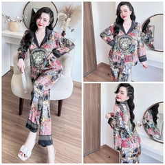 SP_158 Đồ bộ pijama BOLOBALA mặc nhà quần dài áo tay dài chất lụa latin hoạ tiết cực nét, hiện đại