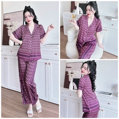 SP_161 Đồ bộ pijama BOLOBALA mặc nhà quần dài áo tay ngắn chất lụa latin hoạ tiết Di_or sang trọng, tinh tế