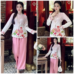 SP_176 ÁO BÀ BA TRUYỀN THỐNG BOLOBALA TAY DÀI CHẤT GẤM HOẠ TIẾT XUÂN GIÁP THÌN 2024 MÀU SẮC RỰC RỠ