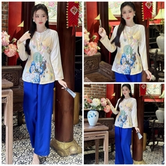 SP_176 ÁO BÀ BA TRUYỀN THỐNG BOLOBALA TAY DÀI CHẤT GẤM HOẠ TIẾT XUÂN GIÁP THÌN 2024 MÀU SẮC RỰC RỠ