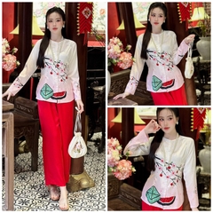 SP_176 ÁO BÀ BA TRUYỀN THỐNG BOLOBALA TAY DÀI CHẤT GẤM HOẠ TIẾT XUÂN GIÁP THÌN 2024 MÀU SẮC RỰC RỠ