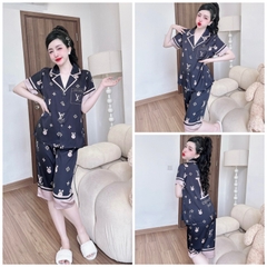 SP_178 Đồ bộ pijama BOLOBALA cho nữ mặc nhà quần lửng áo tay ngắn chất lụa latin cực đẹp, may kĩ