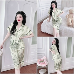 SP_185 Đồ bộ pijama BOLOBALA nữ mặc nhà quần lửng áo tay ngắn chất lụa latin hàng Teddy cực sang, xịn, đẹp