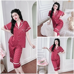 SP_185 Đồ bộ pijama BOLOBALA nữ mặc nhà quần lửng áo tay ngắn chất lụa latin hàng Teddy cực sang, xịn, đẹp