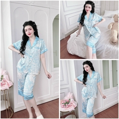 SP_185 Đồ bộ pijama BOLOBALA nữ mặc nhà quần lửng áo tay ngắn chất lụa latin hàng Teddy cực sang, xịn, đẹp