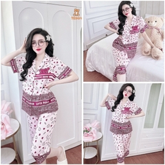SP_189 Đồ bộ pijama BOLOBALA nữ mặc nhà quần lửng áo tay ngắn hàng Teddy chất lụa latin xịn, đẹp, mát