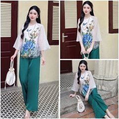 SP_190 BỘ LAM, PHÁP PHỤC ĐI LỄ CHÙA BOLOBALA QUẦN DÀI ÁO TAY LỠ CHẤT ÁO TƠ PHỐI QUẦN LỤA LẠNH MÀU SẮC HÀI HOÀ
