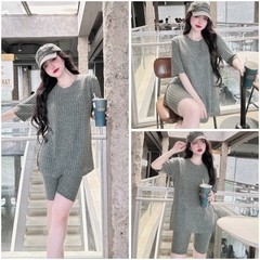 SP_204 Đồ bộ BOLOBALA nữ mặc nhà quần lửng ngố áo tay ngắn chất thun len dệt Lady cực thoải mái