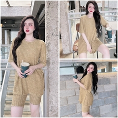 SP_204 Đồ bộ BOLOBALA nữ mặc nhà quần lửng ngố áo tay ngắn chất thun len dệt Lady cực thoải mái