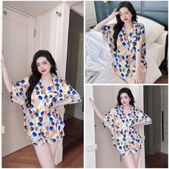 SP_203 Đồ bộ pijama BOLOBALA nữ mặc nhà quần đùi áo tay ngắn chất lụa latin Lady phom cánh dơi siêu xinh