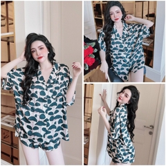 SP_203 Đồ bộ pijama BOLOBALA nữ mặc nhà quần đùi áo tay ngắn chất lụa latin Lady phom cánh dơi siêu xinh