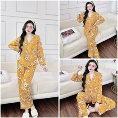 SP_205 Đồ bộ pijama BOLOBALA nữ mặc nhà quần dài áo tay ngắn chất lụa mango Flamingo cực sang