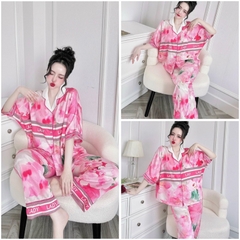 SP_210 Đồ bộ pijama BOLOBALA nữ mặc nhà quần dài áo cánh dơi tay ngắn Lady chất lụa latin cao cấp, mẫu mới