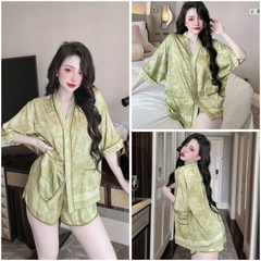 Đồ bộ pijama BOLOBALA nữ mặc nhà SP_211 quần đùi áo cánh dơi tay ngắn cổ Y Lady chất lụa latin cao cấp, sang xịn