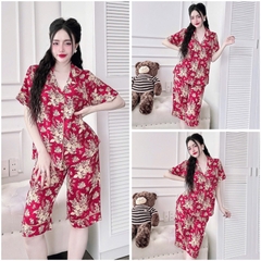 SP_214 Đồ bộ pijama BOLOBALA nữ mặc nhà quần lửng áo tay ngắn phom truyền thống chất lụa mango xịn, may kĩ cực đẹp