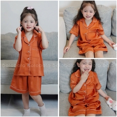 Bộ pijama Bolobala cho bé gái, bé trai mặc nhà lụa cao cấp quần đùi áo tay ngắn SP_242 màu trơn, hàng xịn, may đẹp