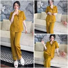Đồ bộ pijama nữ Bolobala, bộ ngủ lụa mặc nhà SP251 quần dài áo tay ngắn hàng Lady trơn màu, gu tối giản