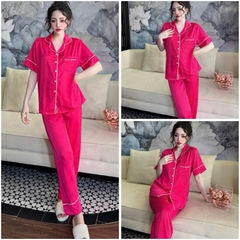 Đồ bộ pijama nữ Bolobala, bộ ngủ lụa mặc nhà SP251 quần dài áo tay ngắn hàng Lady trơn màu, gu tối giản