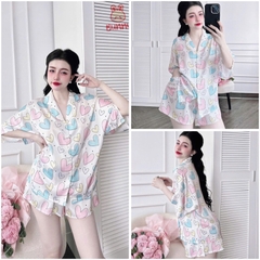 SP_224 Đồ bộ pijama BOLOBALA nữ mặc nhà quần đùi áo tay ngắn phom cánh dơi nhẹ chất lụa latin Bunny