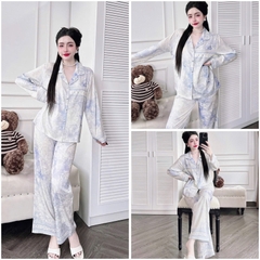 SP_227 Đồ bộ pijama BOLOBALA nữ mặc nhà quần dài áo tay dài phom truyền thống chất lụa vân ẩn cao cấp