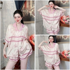 Bộ pijama nữ lụa latin Bolobala, đồ bộ mặc nhà lụa cộc áo tay ngắn SP_228 Lady form cánh dơi siêu sang