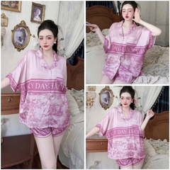 Bộ pijama nữ lụa latin Bolobala, đồ bộ mặc nhà lụa cộc áo tay ngắn SP_228 Lady form cánh dơi siêu sang