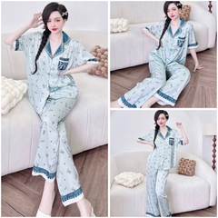 Bộ pijama nữ lụa latin Bolobala, đồ bộ mặc nhà lụa quần dài áo tay ngắn SP_231 hoạ tiết trái tim dễ thương